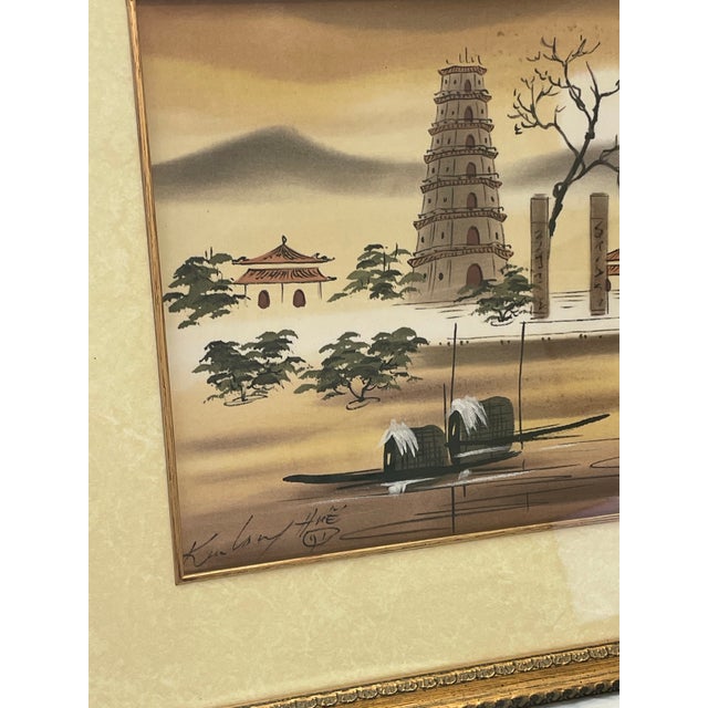 1970s Framed and Signed Blackwood Gallery Traditional Japanese Landscape Fine Art Original Mid Century For Sale - Image 5 of 11