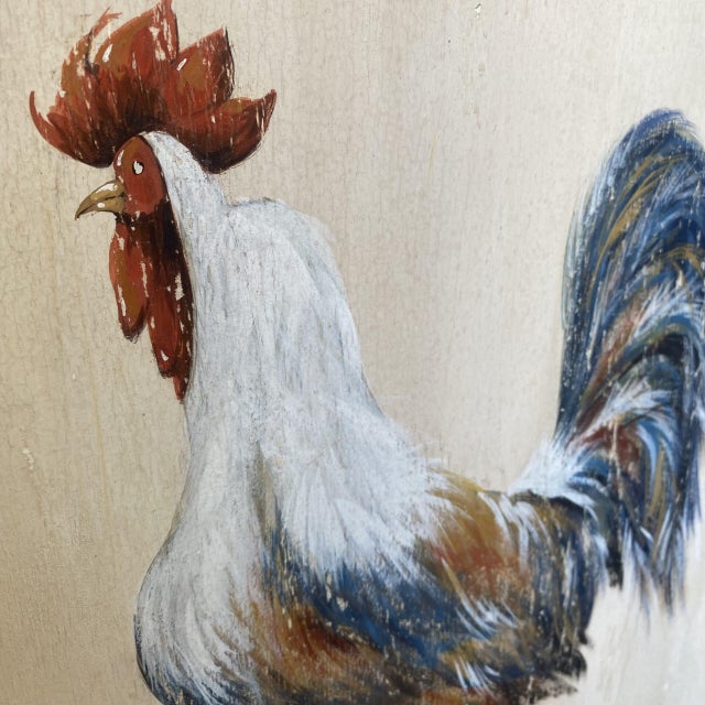 Roosters, 1920s, Oil Paintings on Panel, Framed, Set of 4 For Sale - Image 6 of 10