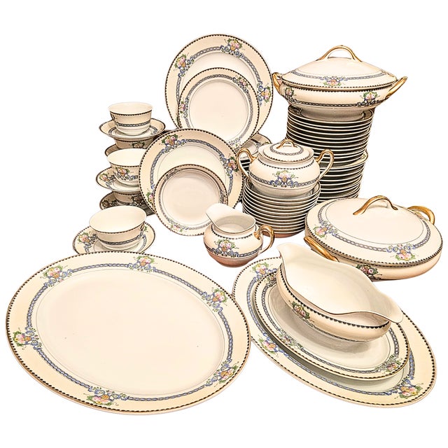 12 Place Settings Plus Serving Art Nouveau China Set- Set of 75 For Sale - Image 6 of 12