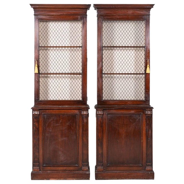 19th Century English Mahogany Glazed Cabinets, Set of 2 For Sale