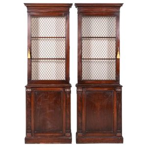 19th Century English Mahogany Glazed Cabinets, Set of 2