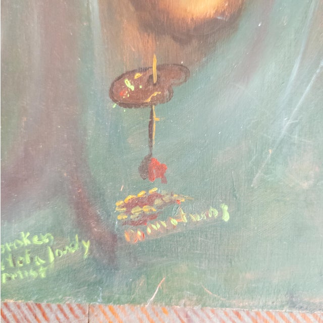 Black Mid-Century Impressionist Moody Painting of Three Occult Hooded Figures, Signed For Sale - Image 8 of 10