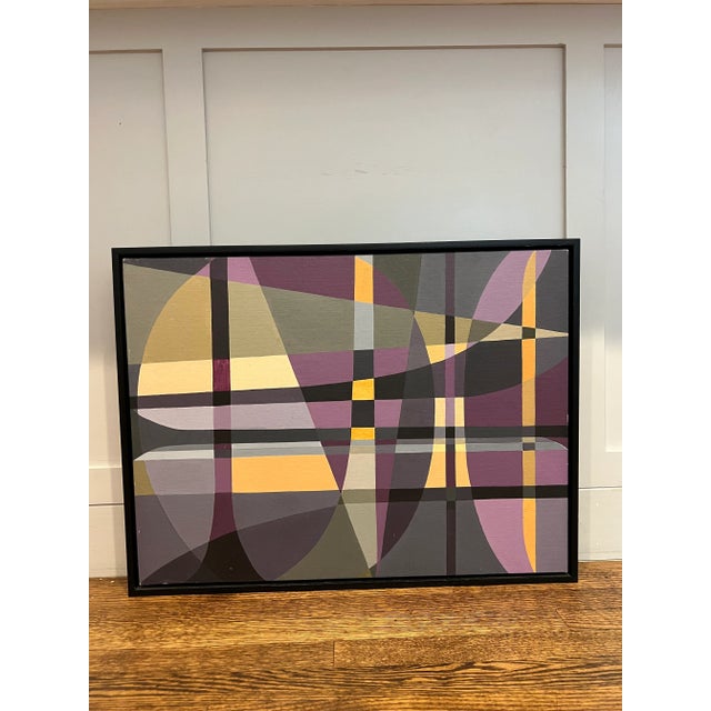 Modern Abstract Expressionist Graphic Geometric Oil Painting, Framed For Sale - Image 11 of 11