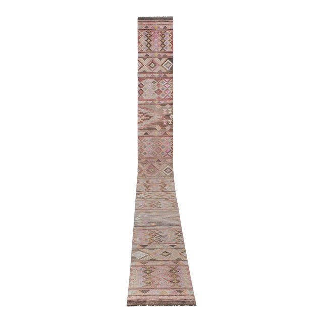 Turkish Handmade Stair Kilim Runner 2'4'' X 22'10'' For Sale