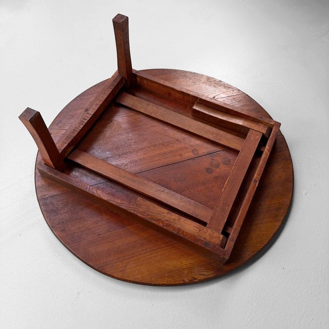 Brown Round Wooden Chabudai Low Table, Japan, 1930s For Sale - Image 8 of 12