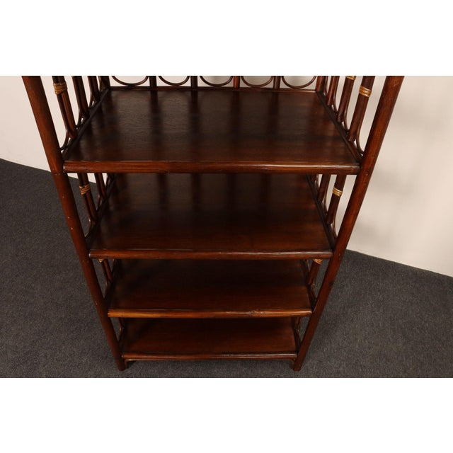Vintage French Stained Bamboo and Rattan Six Tier Open Etagere / Bookshelf For Sale - Image 17 of 18