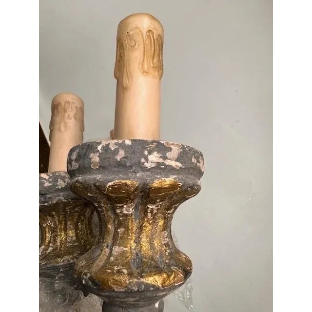 Contemporary 8-Light Carved Wood Chandelier For Sale - Image 3 of 10