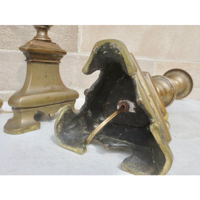 Early 19th Century Antique Bronze Baroque Candlestick Lamps-A Pair of 2 For Sale - Image 5 of 10