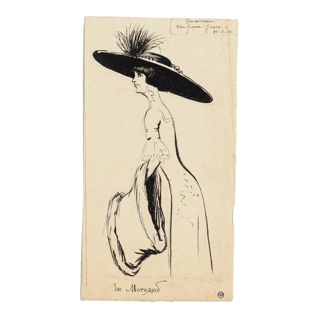 Maurice Lourdey, Portrait, Ink on Paper, 1910 For Sale