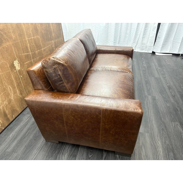 Rh Maxwell Leather 2-Cushion Sofa For Sale - Image 14 of 18