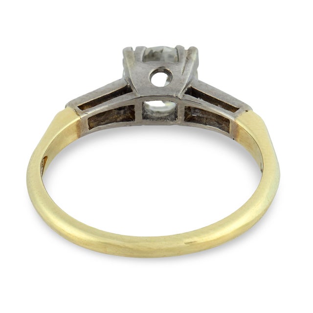 Mid 20th Century Mid 20th Century Retro Gia 0.92 Carat Old European Diamond 14k Two Tone Engagement Ring, Size 6.5 For Sale - Image 5 of 6