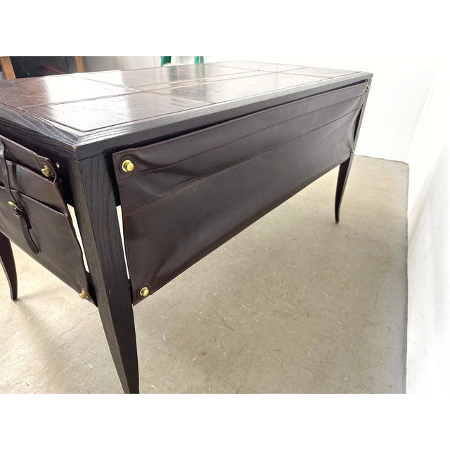 Late 20th Century Eric Brand for Mulholland Brothers Leather Top Campaign Writing Desk For Sale - Image 10 of 12