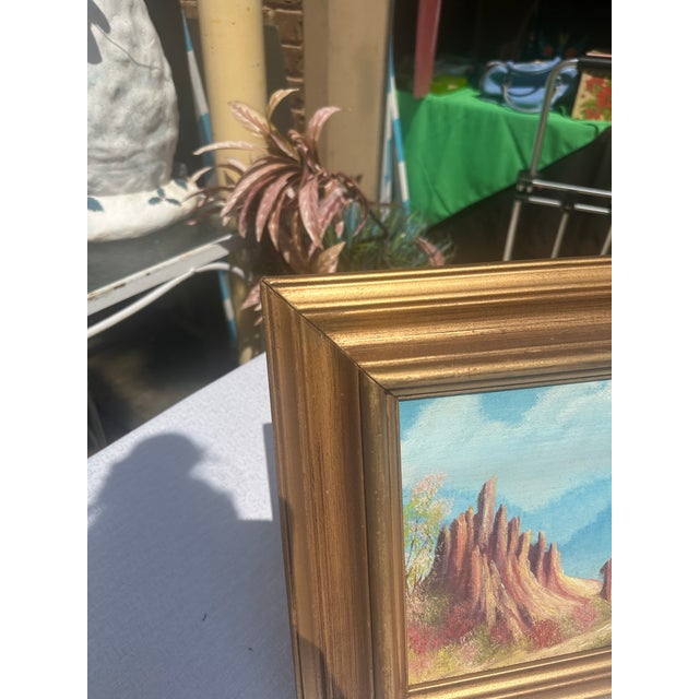 Mid-Century Modern 1990s Small Gold Framed Tree Stump Painting on Canvas, Signed by the Artist For Sale - Image 3 of 7