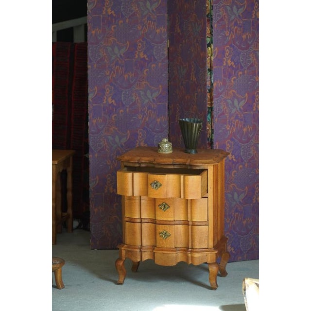 Danish Baroque Revival Three-Drawer Chest in Oak with Brass Hardware, 1940s For Sale - Image 15 of 18