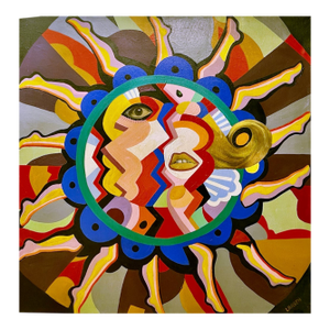 Relive the '60s! It's Showtime. Mixed Media in Blue, Red & White