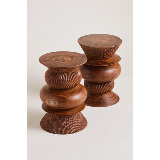 Brown Nala Teak Stool by Heaps & Woods For Sale - Image 8 of 9