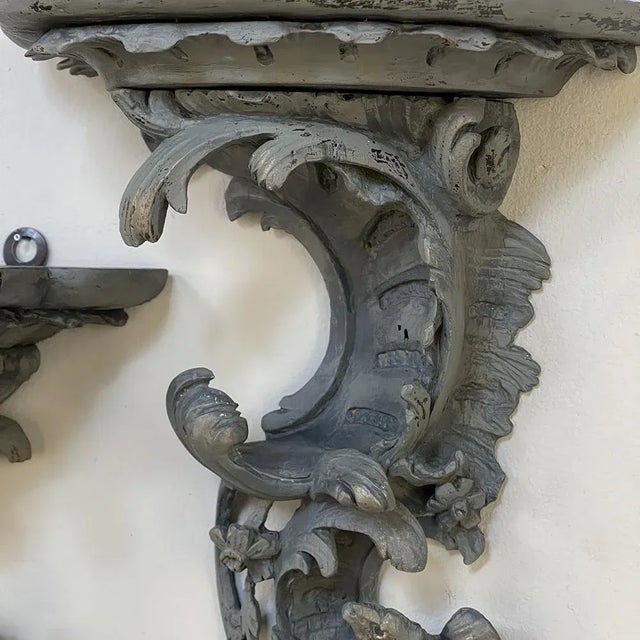 Pair 18th Century Rococo Period Painted Wall Sconces For Sale - Image 11 of 13