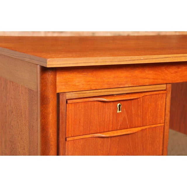 Mid-Century Modern Danish Teak Pedestal Desk, 1960s For Sale - Image 12 of 15