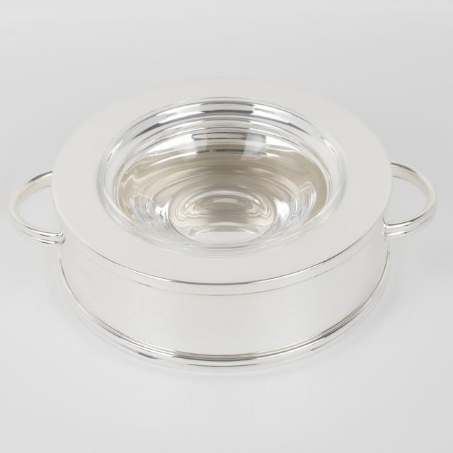 Silver Ercuis, Paris Crystal and Silver Plate Caviar Bowl Dish Server, circa 1960 For Sale - Image 8 of 15