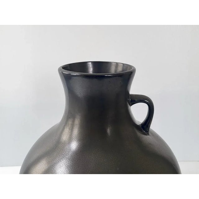 Large Mid-Century Vase in Black Ceramic, 1950s For Sale - Image 11 of 12