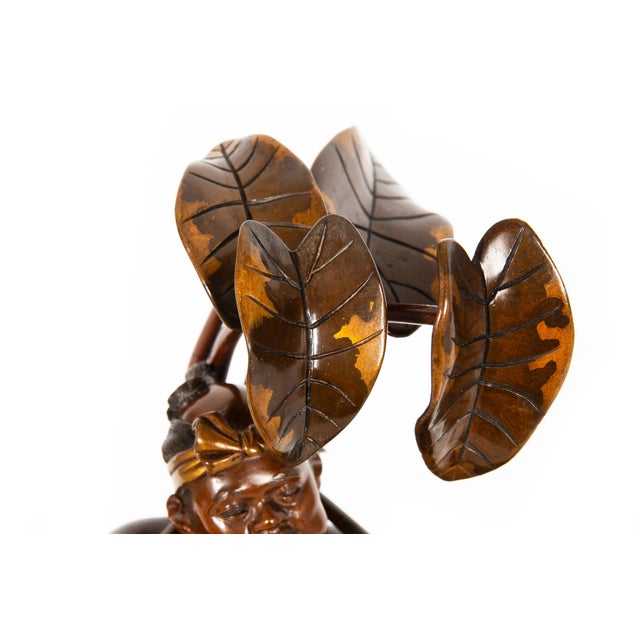 Fine Japanese Meiji Period Bronze Sculpture Okimono of Fire Watchman For Sale - Image 6 of 18