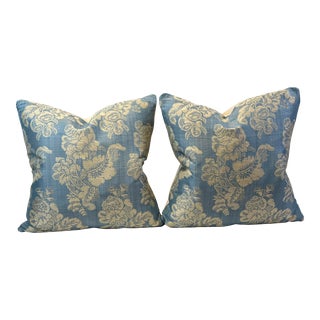 Custom Damask Feather/Down Pillows- a Pair For Sale
