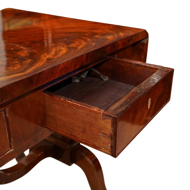 Mid 19th Century Antique Mahogany Biedermeier Drop Leaf or Sofa Table, Smal Desk. For Sale - Image 5 of 7