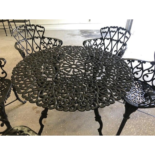 Ornate French New Orleans Style Patio Set Umbrella Dining Table And 6 Chairs Chairish