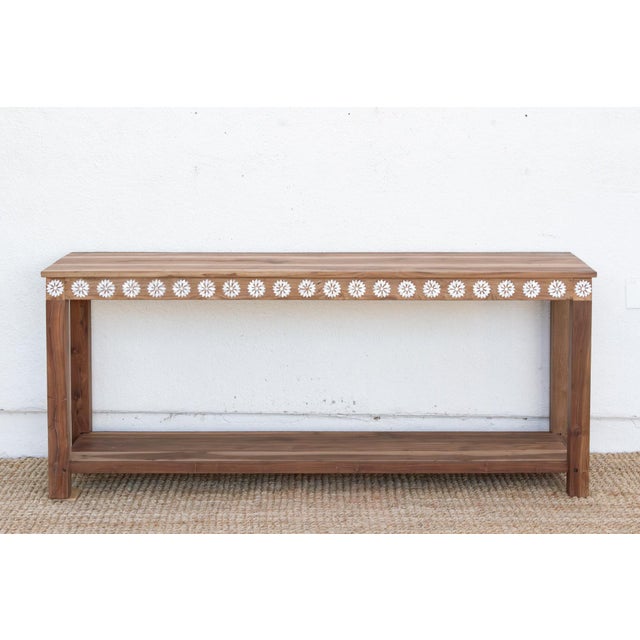 Indian 6 Feet Long Mother of Pearl Blossom Console For Sale - Image 3 of 10