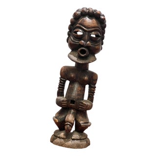 Guardian Fang Reliquary Carved Wood Figure, Cameroon, 1950s For Sale