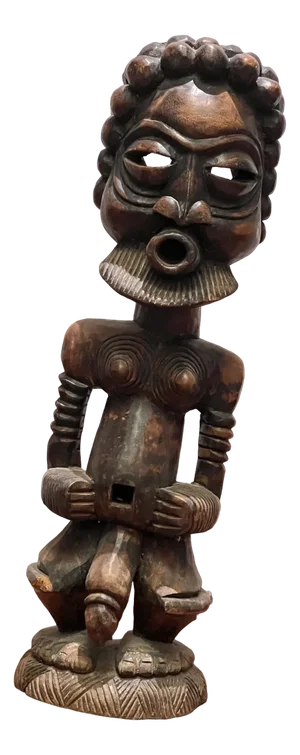 Guardian Fang Reliquary Carved Wood Figure, Cameroon, 1950s