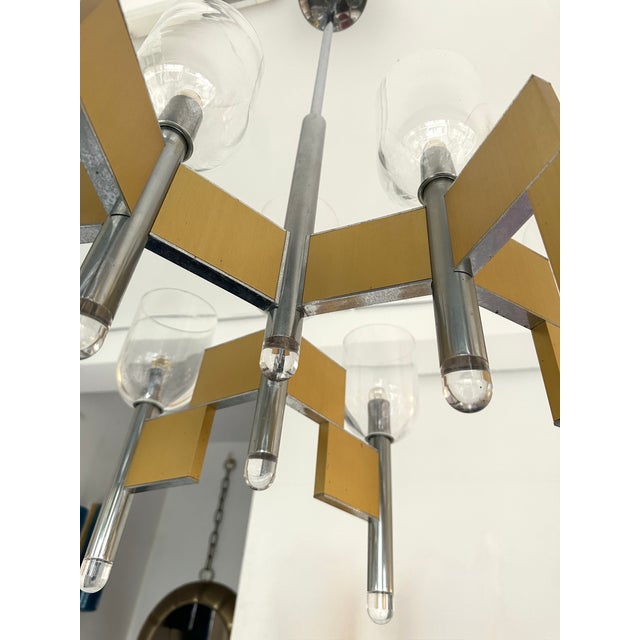 1970s Chandelier Brass Chrome and Murano Glass by Sciolari, Italy, 1970s For Sale - Image 5 of 12