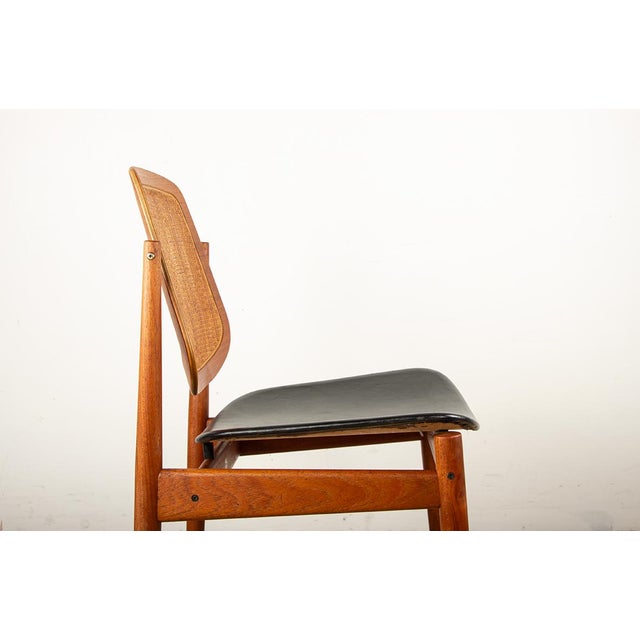 Danish Model FD 187 Chairs in Teak, Cane and Leather by Arne Vodder for France & Son, 1956, Set of 6 For Sale - Image 3 of 18