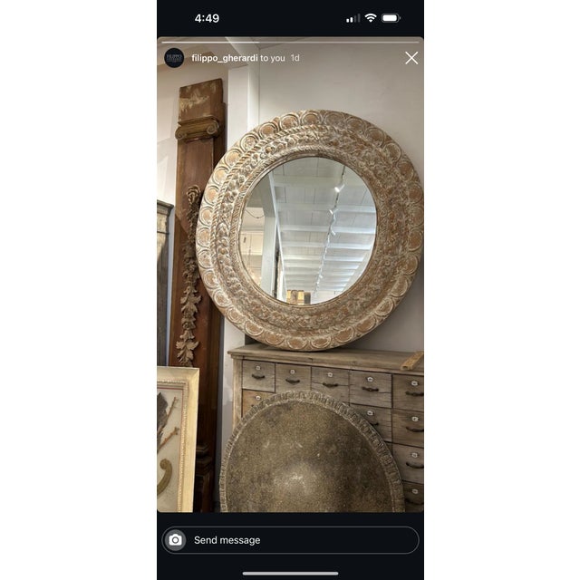 Italian heavily carved floral oval mirror. Mid 20th c. 56”l x 60”h 46-120