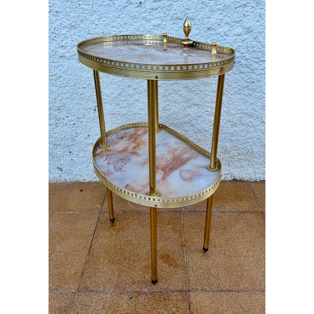 Mid-Century Brass and Fiberglass Two Tier Side Table, 1960 For Sale - Image 9 of 11
