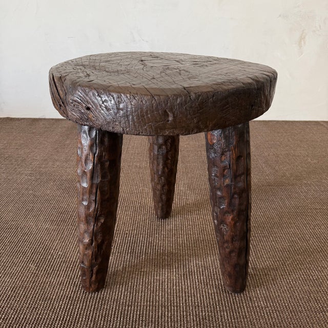 Contemporary Vintage Reclaimed Pine Side Table 17.5″ – Walnut For Sale - Image 3 of 9