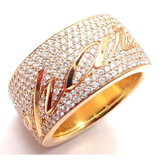 Chopard Chopardissimo 18k Yellow Gold Pave Diamond Signature Band Ring Box Paper For Sale In Philadelphia - Image 6 of 11