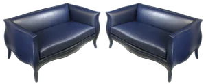 Richard Himmel Lutece Settees in Blue Edelman Reptile Patterned Calfskin - a Pair