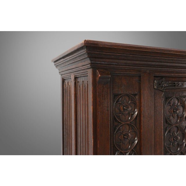 Neo-Gothic Cabinet in Oak with Hidden Storage, France, 1850s For Sale - Image 5 of 18