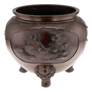 Large Antique Japanese Meiji Bronze Mythological Planter, 19th Century