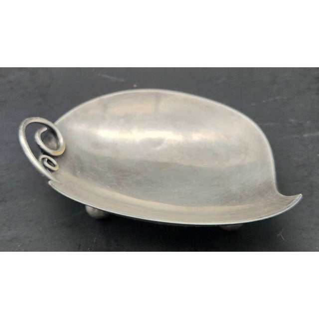 1950s Danish Silver-Plated Leaf Shaped Trinket Dish For Sale In Miami - Image 6 of 10