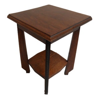 Antique Art Nouveau Oak Side Table, 1890s For Sale