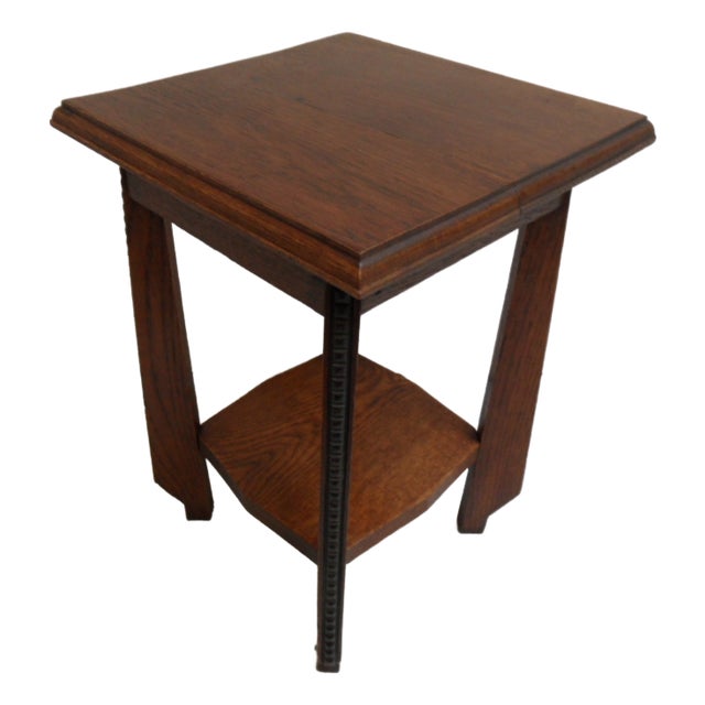 Antique Art Nouveau Oak Side Table, 1890s For Sale