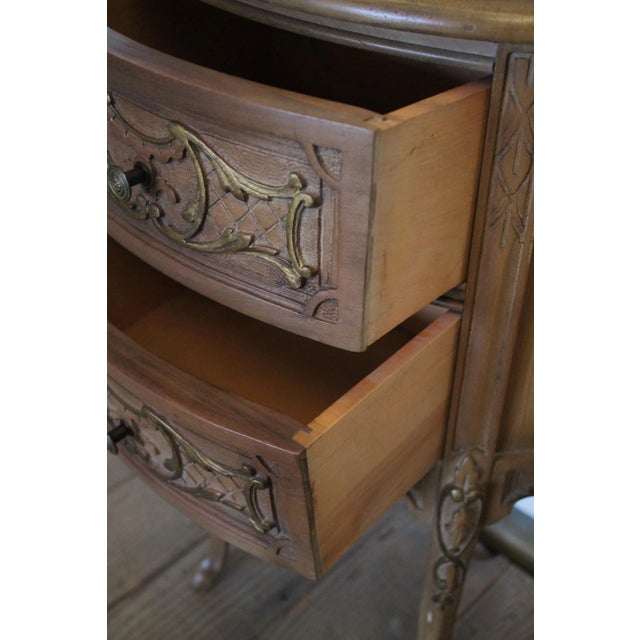 Wood 1940s Louis XV Fruitwood and Marble Two-Drawer Bedside Commode For Sale - Image 7 of 12