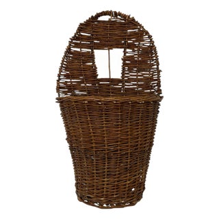 Vintage French Country Style Hanging Wall Basket For Sale