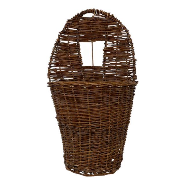 Vintage French Country Style Hanging Wall Basket For Sale