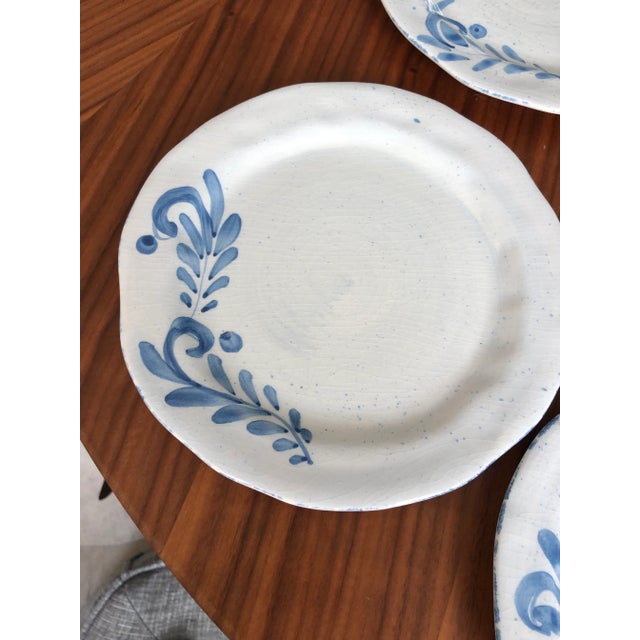 Mediterranean Italian Hand-Crafted Luncheon/Dessert Plates in Blue & White by Ceramiche Bizzirri-Set of 6 For Sale - Image 3 of 10