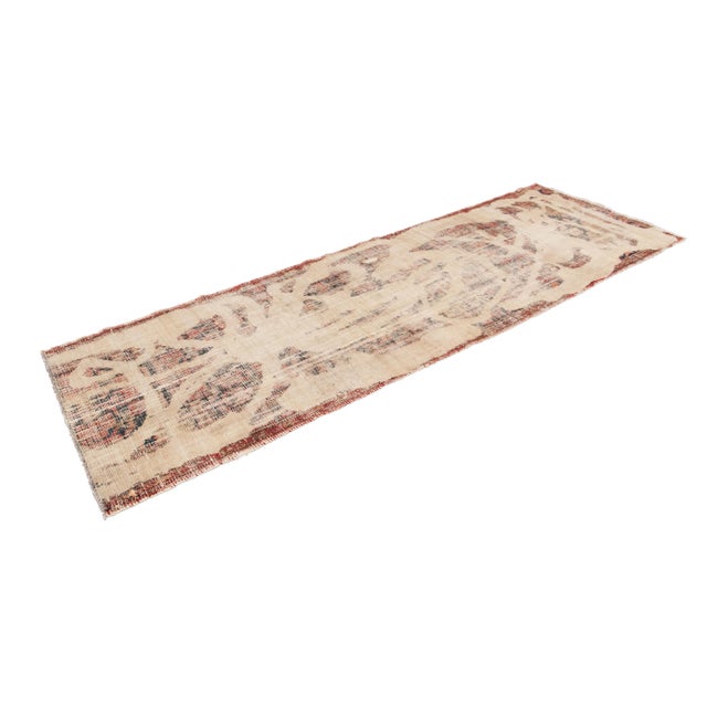 Early 20th Century Early 20th Century Vintage Distressed Ivory Handmade Wool Runner For Sale - Image 5 of 8