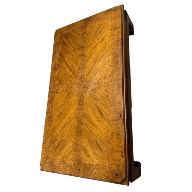 Brown 1970's Thomasville Burl Wood Ming Style Coffee Cocktail Table For Sale - Image 8 of 12