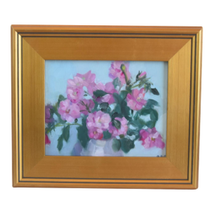 Impressionist Pastel Floral Bouquet Floral Painting Including the Antiqued Gold Wood Frame